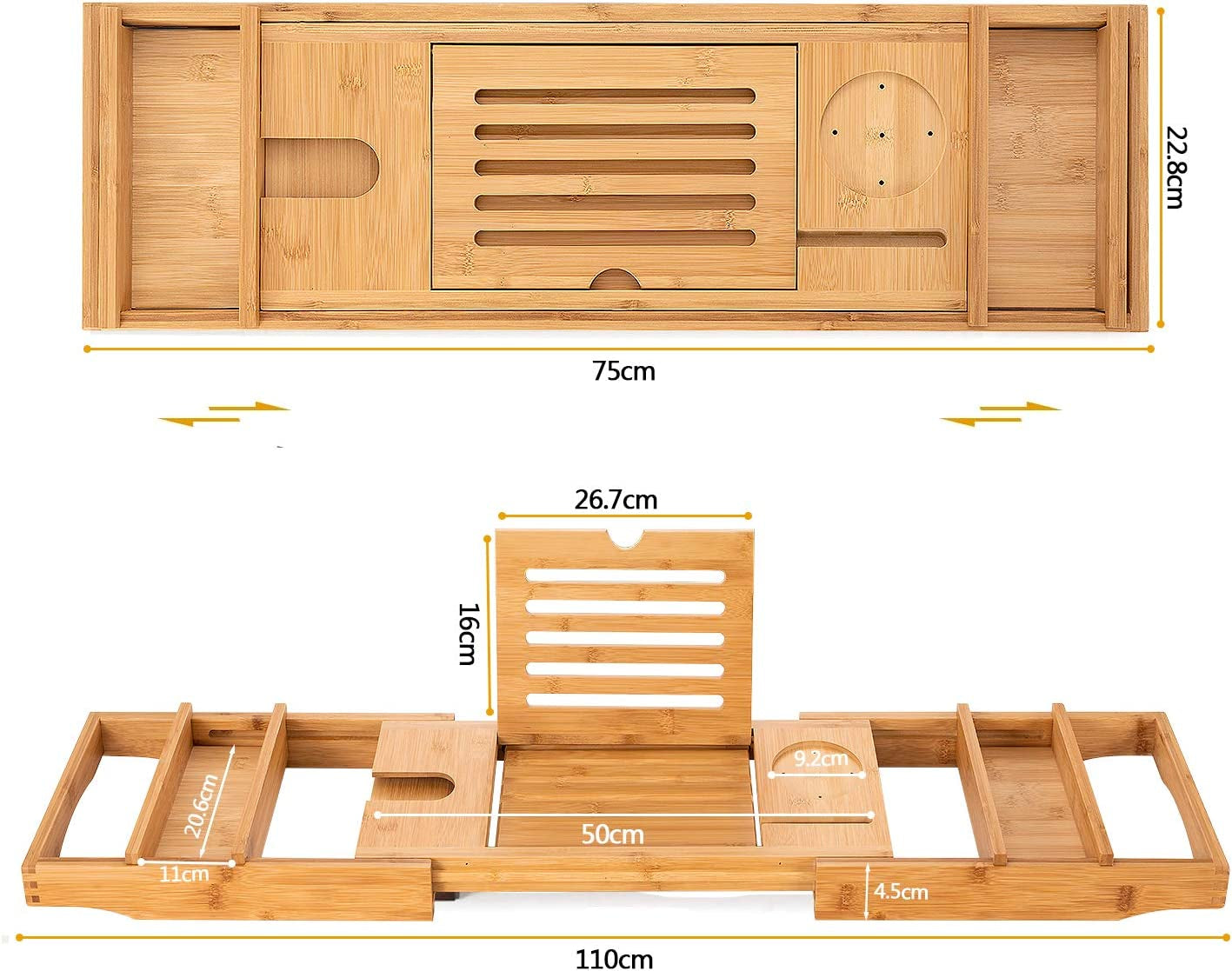 Bamboo Bathtub Caddy Tray with Extending Sides, Cellphone Tray and WinAFTER-SALES SERVICE- If you think that it was not for you, we will be happy to refund every penny you paid.
BATH TRAY FOR COUPLES- Bathtub caddy designed to comfortaDrift & DwellExtending Sides, Cellphone Tray