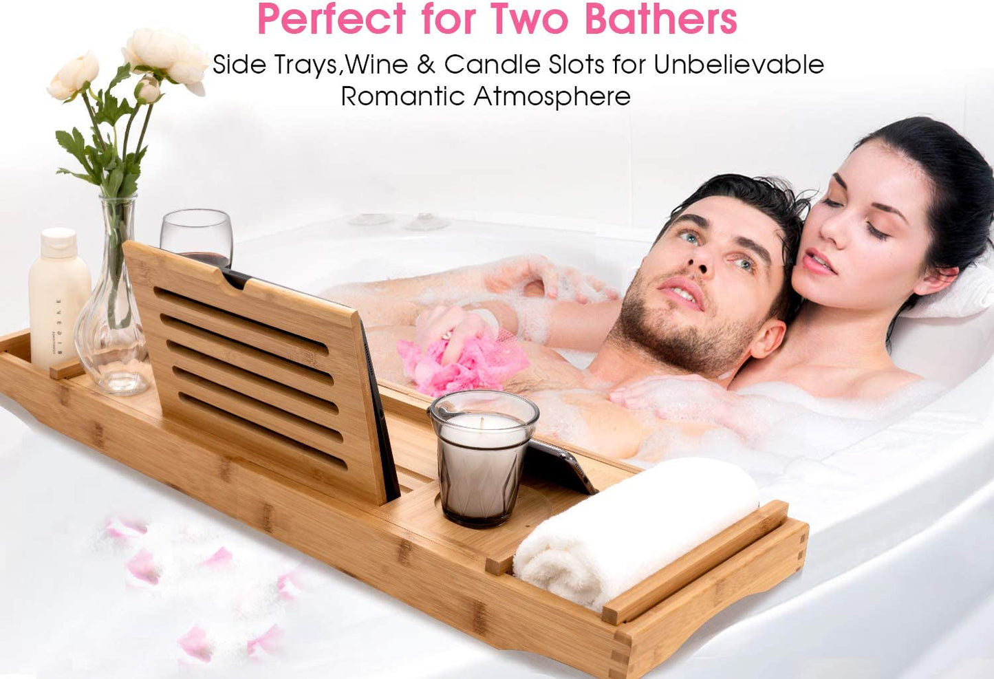 Bamboo Bathtub Caddy Tray with Extending Sides, Cellphone Tray and WinAFTER-SALES SERVICE- If you think that it was not for you, we will be happy to refund every penny you paid.
BATH TRAY FOR COUPLES- Bathtub caddy designed to comfortaDrift & DwellExtending Sides, Cellphone Tray