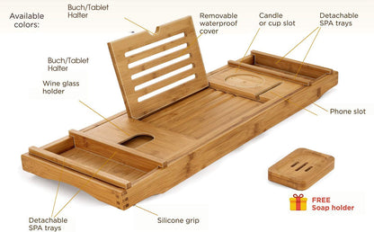 Bamboo Bathtub Caddy Tray with Extending Sides, Cellphone Tray and WinAFTER-SALES SERVICE- If you think that it was not for you, we will be happy to refund every penny you paid.
BATH TRAY FOR COUPLES- Bathtub caddy designed to comfortaDrift & DwellExtending Sides, Cellphone Tray